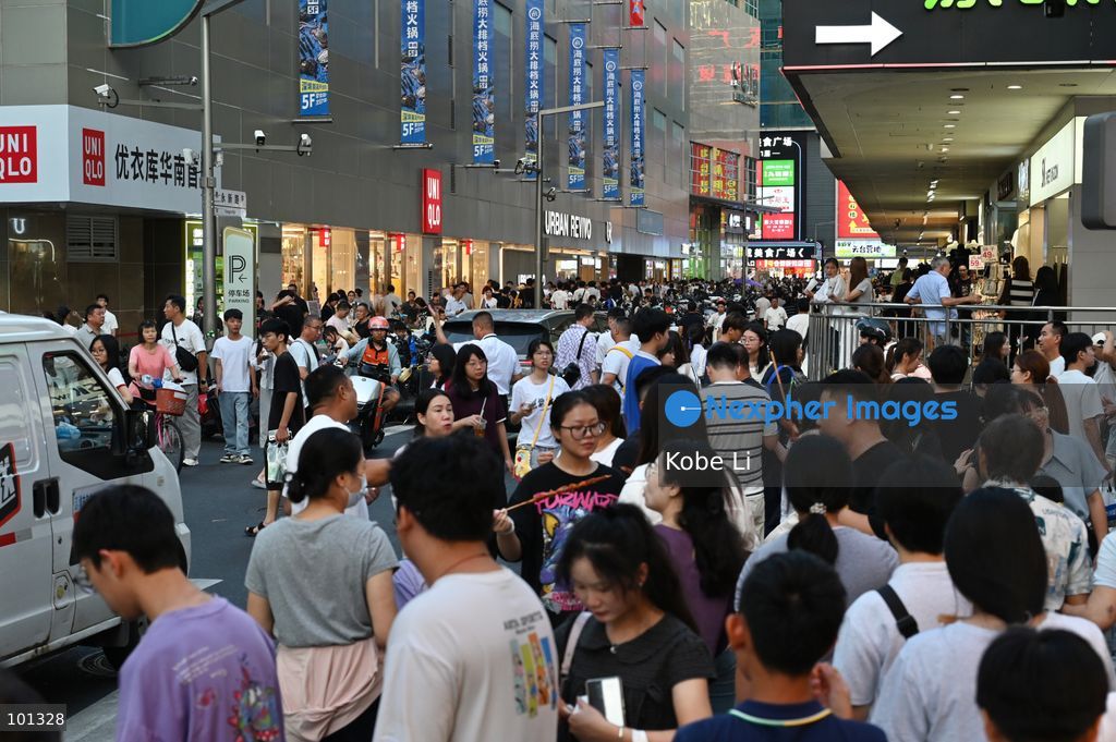 People shopping at Dongmen Pedestrian Street on October 3, 2026 in Shenzhen, China. (Photo by Kobe Li/Nexpher Images)