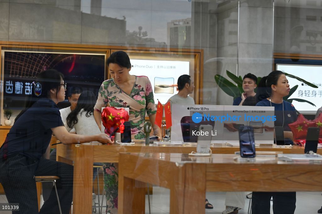 People visiting a Apple Store on October 3, 2026 in Shenzhen, China. (Photo by Kobe Li/Nexpher Images)