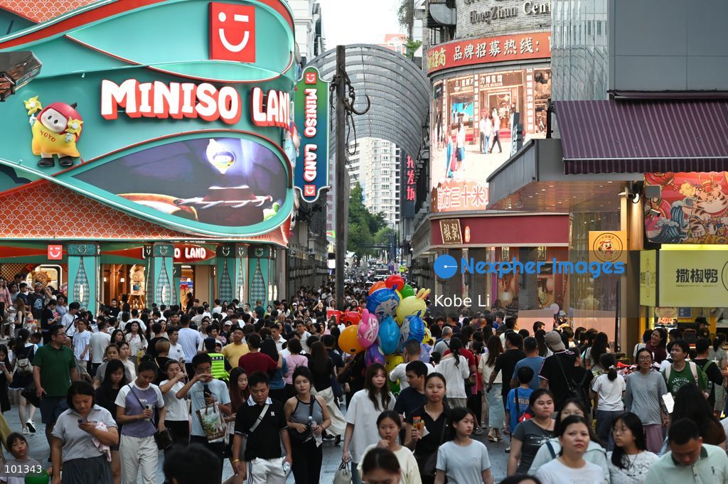 People shopping at Dongmen Pedestrian Street on October 3, 2026 in Shenzhen, China. (Photo by Kobe Li/Nexpher Images)