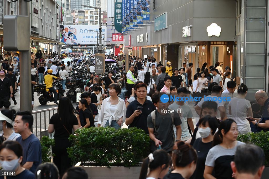 People shopping at Dongmen Pedestrian Street on October 3, 2026 in Shenzhen, China. (Photo by Kobe Li/Nexpher Images)