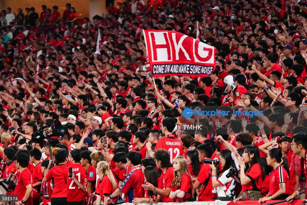 Hong Kong, China supporters cheer for their team during the FIFA ASEAN Challenge Cup final against Cambodia at Kai Tak Stadium in Hong Kong on October 3, 2026. (Photo by Zulu Lo/TMHK via Nexpher Images)