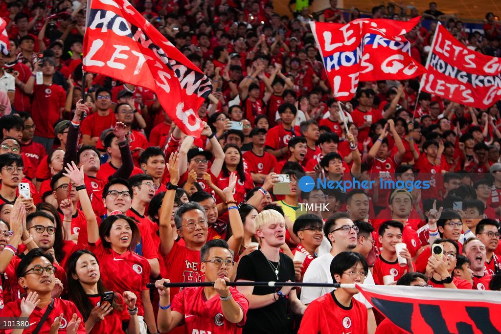 Hong Kong, China supporters cheer for their team during the FIFA ASEAN Challenge Cup final against Cambodia at Kai Tak Stadium in Hong Kong on October 3, 2026. (Photo by Zulu Lo/TMHK via Nexpher Images)