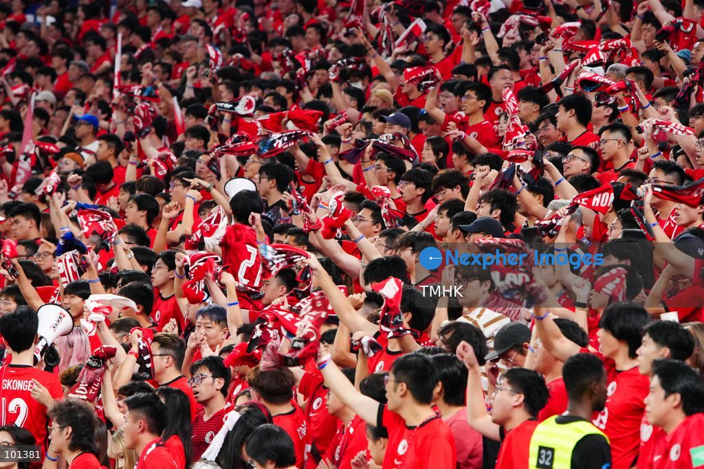 Hong Kong, China supporters cheer for their team during the FIFA ASEAN Challenge Cup final against Cambodia at Kai Tak Stadium in Hong Kong on October 3, 2026. (Photo by Kevin Li/TMHK via Nexpher Images)
