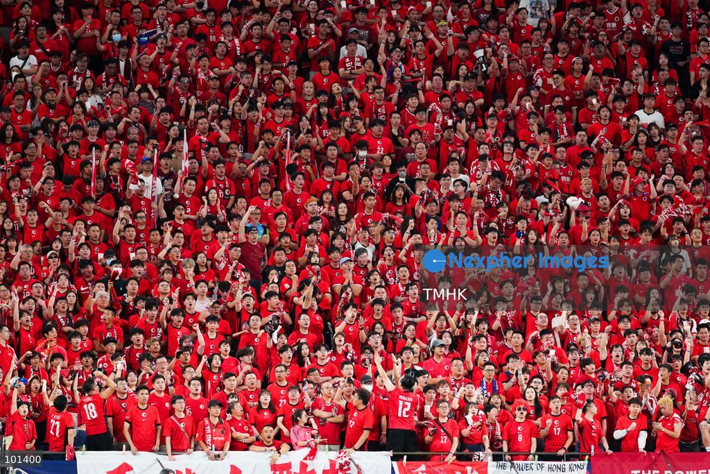 Hong Kong, China supporters cheer for their team during the FIFA ASEAN Challenge Cup final against Cambodia at Kai Tak Stadium in Hong Kong on October 3, 2026. (Photo by Kevin Li/TMHK via Nexpher Images)