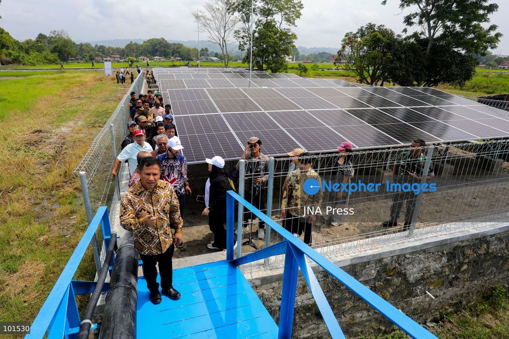 SAMOSIR, INDONESIA – OCTOBER 3, 2026: The Government of Indonesia and the United Kingdom inaugurated the operation of a solar-powered water pump in Sibonor Ompu Ratus Village, Samosir Regency, North Sumatra. The project is part of the UK Government’s support through the Foreign, Commonwealth and Development Office under the Low Carbon Development Initiative Phase II, managed by Oxford Policy Management Limited. The project aims to support low-carbon technologies and sustainable agriculture in Indonesia. Photo by Ariel Peña / JNA Pres (Photo by Ariel Peña/JNA Press via Nexpher Images)