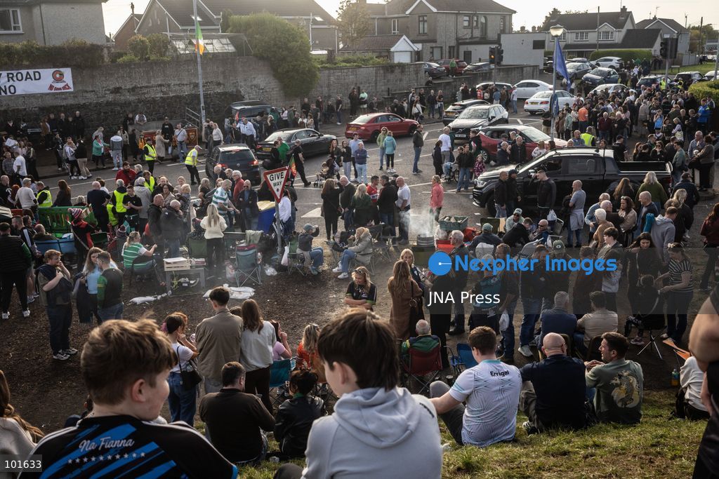 PORTADOWN, NORTHERN IRELAND, OCTOBER 3, 2026: Thousands of people gather near Garvaghy Road in Portadown during a solidarity rally on the seventh day of protests against an Orange Order parade through the area. Participants travelled from across Ireland to support the local community amid the continuing dispute over the proposed parade route. Organizers estimated that around 10,000 people attended the rally. Photo by Nadia Caimi / JNA Press. (Photo by Nadia Caimi/JNA Press via Nexpher Images)