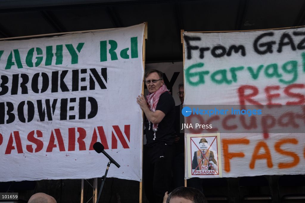 PORTADOWN, NORTHERN IRELAND, OCTOBER 3, 2026: Thousands of people gather near Garvaghy Road in Portadown during a solidarity rally on the seventh day of protests against an Orange Order parade through the area. Participants travelled from across Ireland to support the local community amid the continuing dispute over the proposed parade route. Organizers estimated that around 10,000 people attended the rally. Photo by Nadia Caimi / JNA Press. (Photo by Nadia Caimi/JNA Press via Nexpher Images)