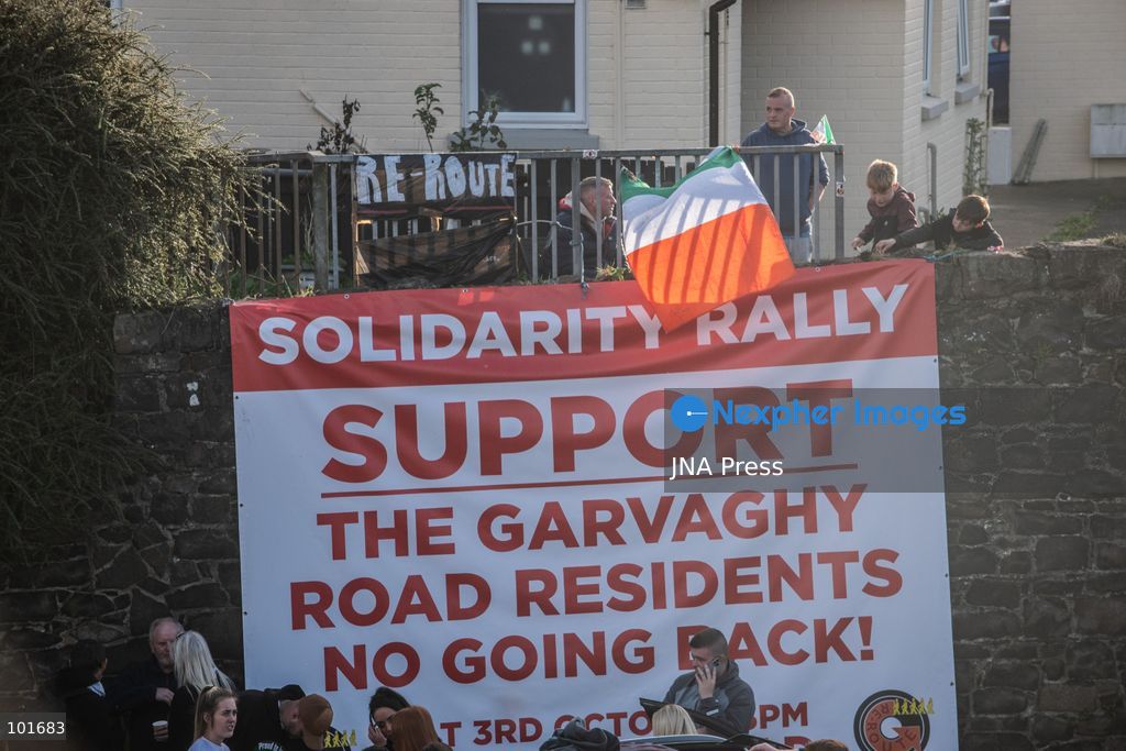 PORTADOWN, NORTHERN IRELAND, OCTOBER 3, 2026: Thousands of people gather near Garvaghy Road in Portadown during a solidarity rally on the seventh day of protests against an Orange Order parade through the area. Participants travelled from across Ireland to support the local community amid the continuing dispute over the proposed parade route. Organizers estimated that around 10,000 people attended the rally. Photo by Nadia Caimi / JNA Press. (Photo by Nadia Caimi/JNA Press via Nexpher Images)