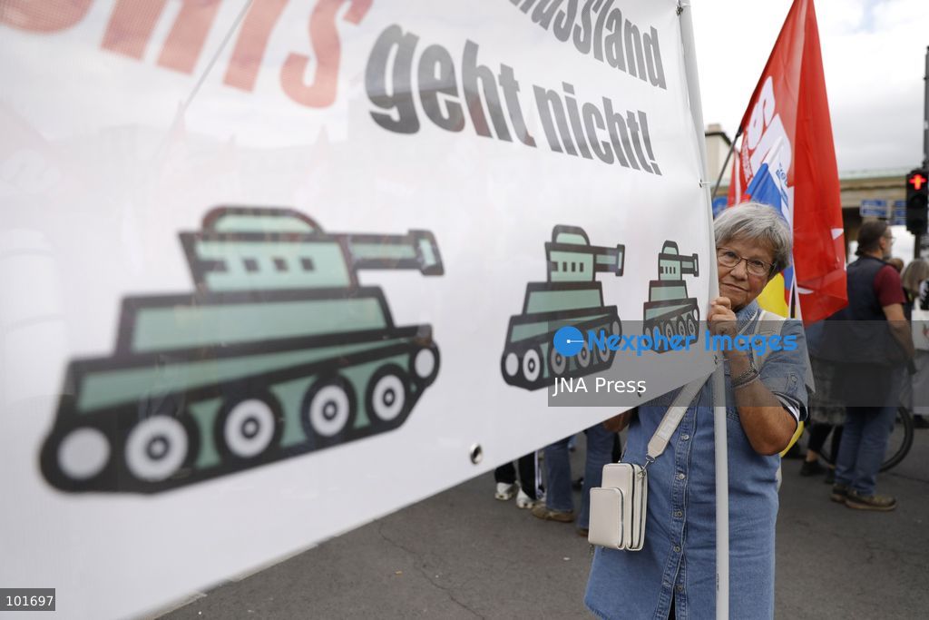 BERLIN, GERMANY, OCTOBER 3, 2026: Thousands of people march through central Berlin during a peace demonstration against military rearmament, compulsory military service and war on German Unity Day. Protesters gathered near the Brandenburg Gate before marching through the city, with trade unions, peace movements, political groups and a pro-Palestinian bloc taking part. Berlin police estimated attendance at around 5,800, while organizers put the number at more than 20,000. Police detained at least two protesters during the demonstration. Photo by Alessia Cocca / JNA Press (Photo by Alessia Cocca/JNA Press via Nexpher Images)