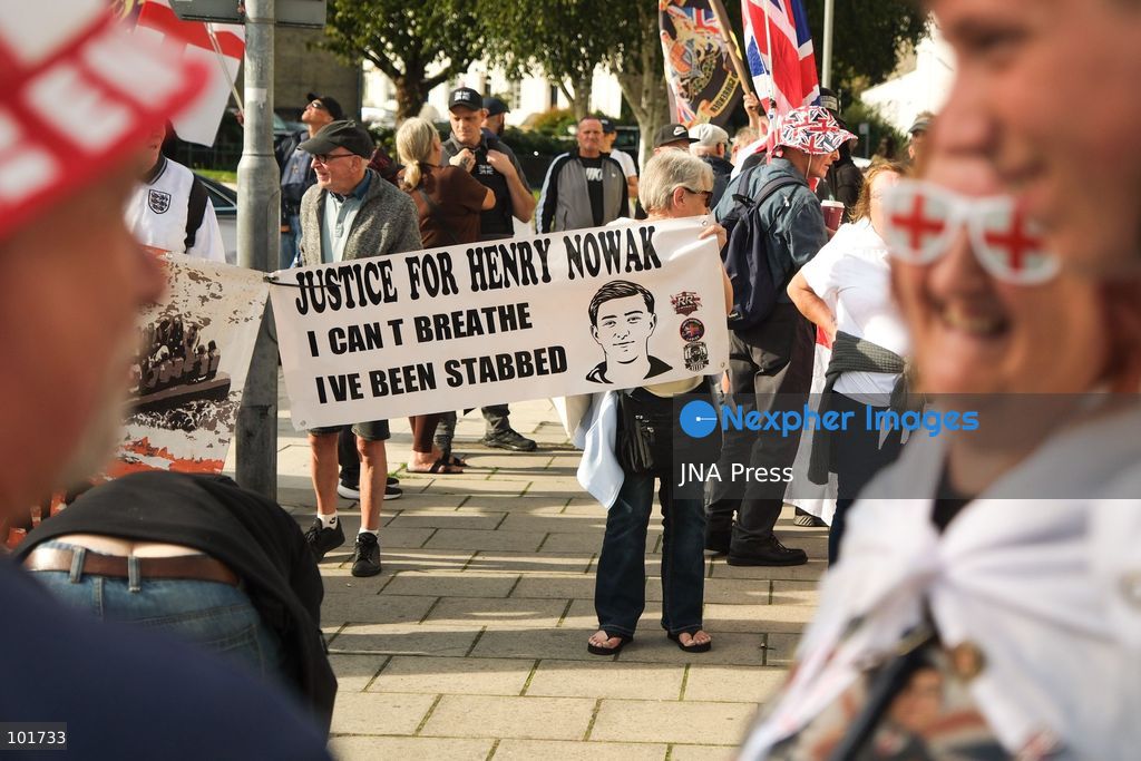 DOVER, UNITED KINGDOM, OCTOBER 3, 2026: Anti-immigration protesters and anti-racism counter-protesters gather during rival demonstrations in Dover, Kent. Anti-immigration demonstrators carrying Union flags and St George's flags displayed banners calling for deportations and an end to small-boat crossings, while counter-protesters gathered nearby. Police maintained a significant presence between the groups and monitored the demonstrations. Photo by Marc Lewis / JNA Press. (Photo by Marc Lewis/JNA Press via Nexpher Images)