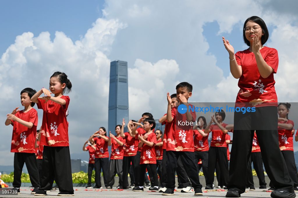 People demonstrating Wing Chun Kung Fu at an event on October 4, 2026 in Hong Kong. (Photo by Kobe Li/Nexpher Images)