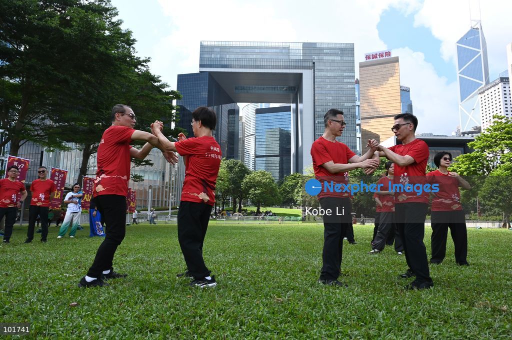People demonstrating Wing Chun Kung Fu at an event on October 4, 2026 in Hong Kong. (Photo by Kobe Li/Nexpher Images)