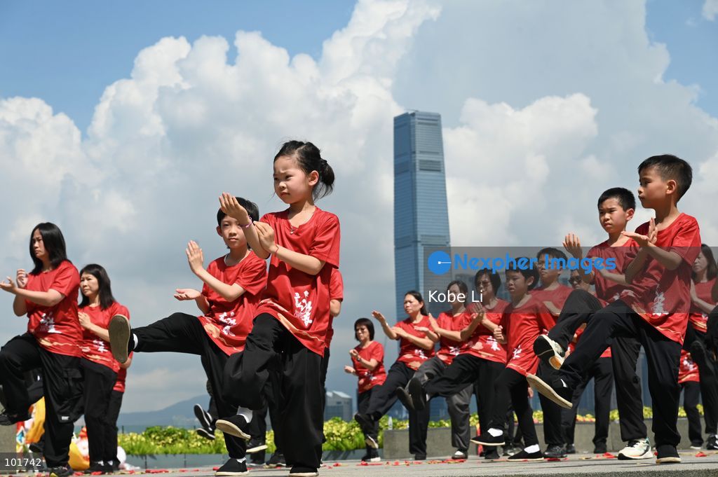 Children demonstrating Wing Chun Kung Fu at an event on October 4, 2026 in Hong Kong. (Photo by Kobe Li/Nexpher Images)