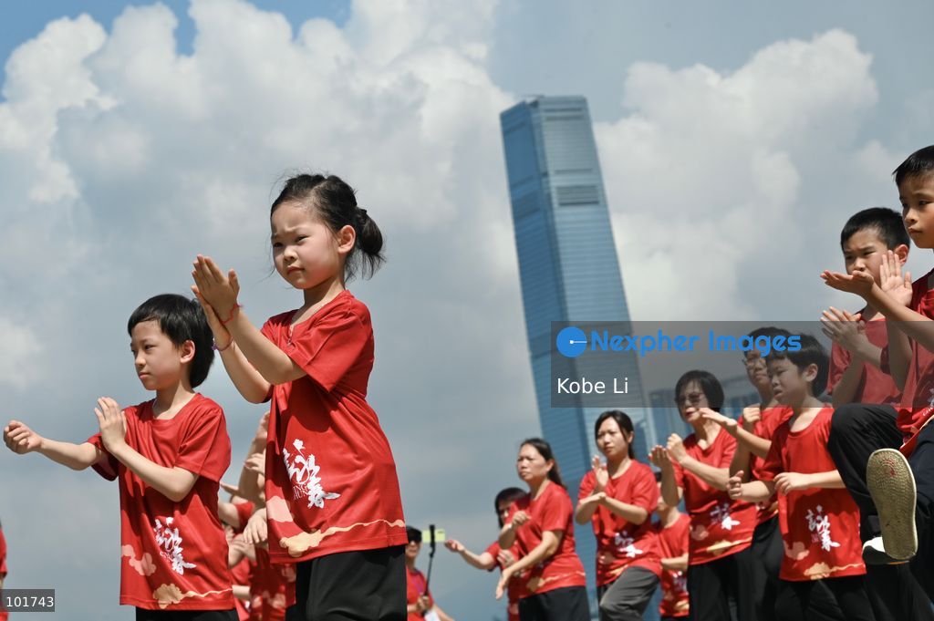 Children demonstrating Wing Chun Kung Fu at an event on October 4, 2026 in Hong Kong. (Photo by Kobe Li/Nexpher Images)