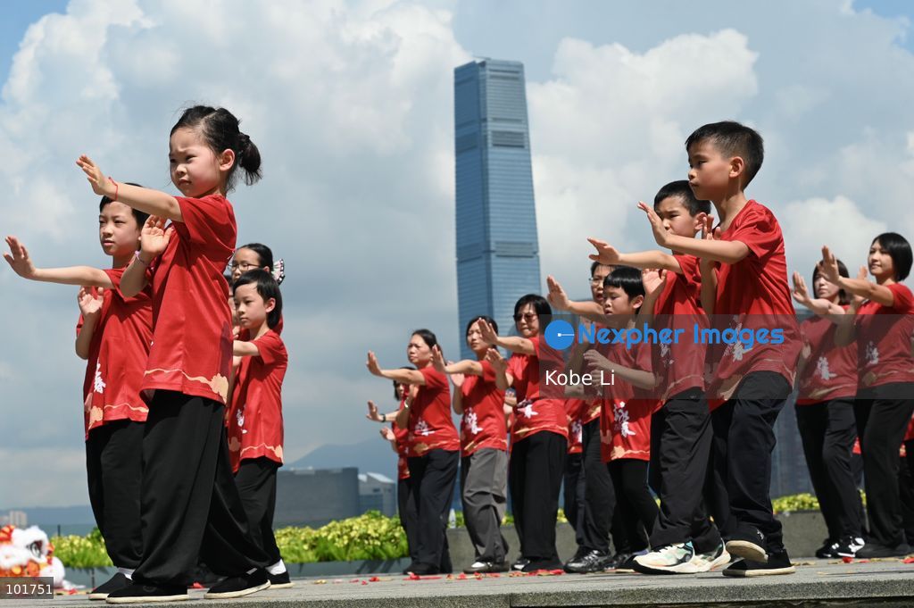 Children demonstrating Wing Chun Kung Fu at an event on October 4, 2026 in Hong Kong. (Photo by Kobe Li/Nexpher Images)