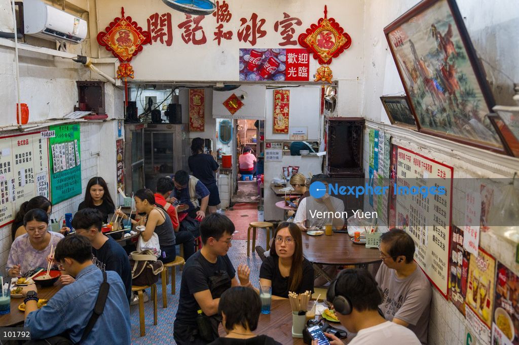 Customers inside Hoi Kee Cafe at Cha Kwo Ling Village on October 4, 2026 in Hong Kong. Two traditional “Bing Sutt” style restaurants at Cha Kwo Ling Village will shut down after today. (Photo by Vernon Yuen/Nexpher Images)