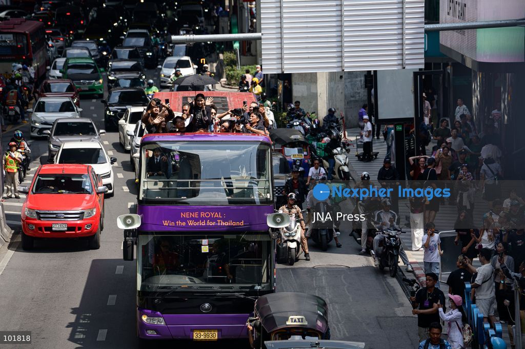 BANGKOK, THAILAND, OCTOBER 4, 2026: Thai singer and guitarist Nene Royal takes part in a victory parade through central Bangkok following her win on Season 21 of America's Got Talent. The 16-year-old, who became the first Thai contestant to win the competition, was welcomed by fans during the "Welcome NENE ROYAL: Win The World for Thailand" celebration organized by Siam Piwat and private-sector partners. The parade began at Siam Paragon and travelled through central Bangkok before returning to the shopping complex for a welcome event. Photo by Watsawat Koktabtim / JNA Press (Photo by Watsawat Koktabtim/JNA Press via Nexpher Images)