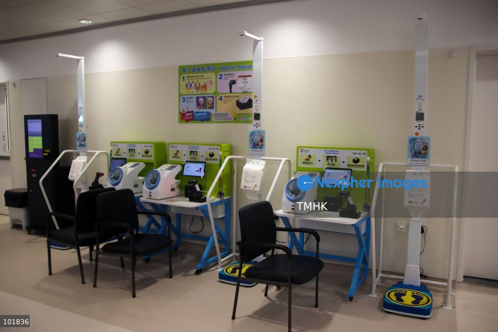 A general view shows the newly fitted outpatient clinic registration counters and patient waiting areas inside the Specialist Outpatient and Oncology Block at Kai Tak Hospital on October 4, 2026 in Hong Kong, ready to welcome its first batch of registered patients tomorrow. (Photo by Gordon Choi/TMHK via Nexpher Images)