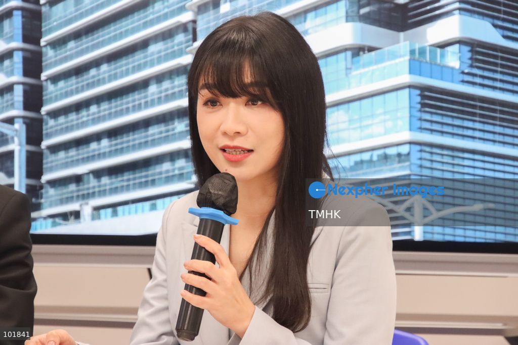 Chief Manager (Planning and Development) of the Kowloon Central Cluster Ms Chow Po-ling speaks to journalists during a media tour showcasing the facilities and development phases of Kai Tak Hospital on October 4, 2026 in Hong Kong, ahead of its official phased opening. (Photo by Gordon Choi/TMHK via Nexpher Images)