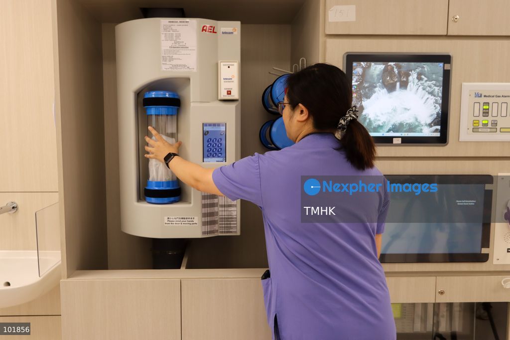 Healthcare staff demonstrate the smart patient registration procedures and consultation workflow inside a newly completed consultation suite at the Specialist Outpatient Block of Kai Tak Hospital during a media demonstration on October 4, 2026 in Hong Kong, ahead of the hospital's official phased commissioning tomorrow. (Photo by Gordon Choi/TMHK via Nexpher Images)