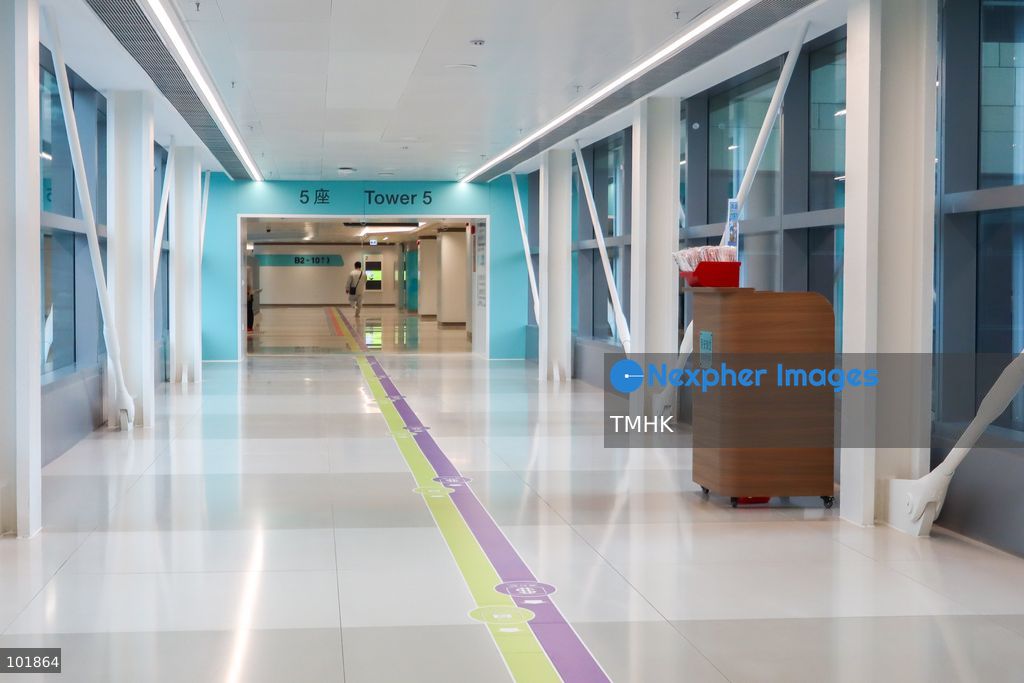 A general view shows the newly fitted outpatient clinic registration counters and patient waiting areas inside the Specialist Outpatient and Oncology Block at Kai Tak Hospital on October 4, 2026 in Hong Kong, ready to welcome its first batch of registered patients tomorrow. (Photo by Gordon Choi/TMHK via Nexpher Images)