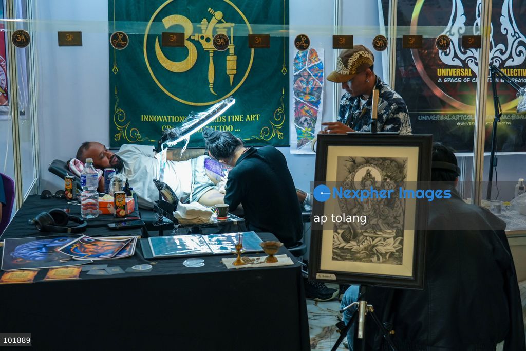 LALITPUR, NEPAL, October 4, 2026: A tattoo artist tattoos a customer during the Himalayan Tattoo Summit 0.3 at Majestic Grand in Lalitpur, Nepal. The summit brings together more than 200 tattoo artists, over 100 studios, and industry professionals from around the world to celebrate tattoo culture, heritage, creativity, and lifestyle. (Photo by ap tolang/Nexpher Images)
