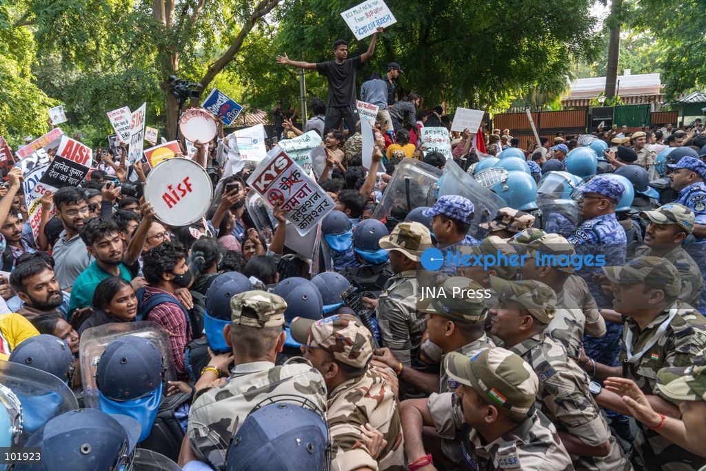 NEW DELHI, INDIA, OCTOBER 4, 2026: Citizens and opposition activists march in New Delhi demanding the resignation of Chief Election Commissioner Gyanesh Kumar and the cancellation of the Special Intensive Revision of electoral rolls. Demonstrators raised concerns over the voter-roll revision process as opposition groups continued protests against the Election Commission. Photo by Yanni Rawat / JNA Press. (Photo by yanni rawat/JNA Press via Nexpher Images)