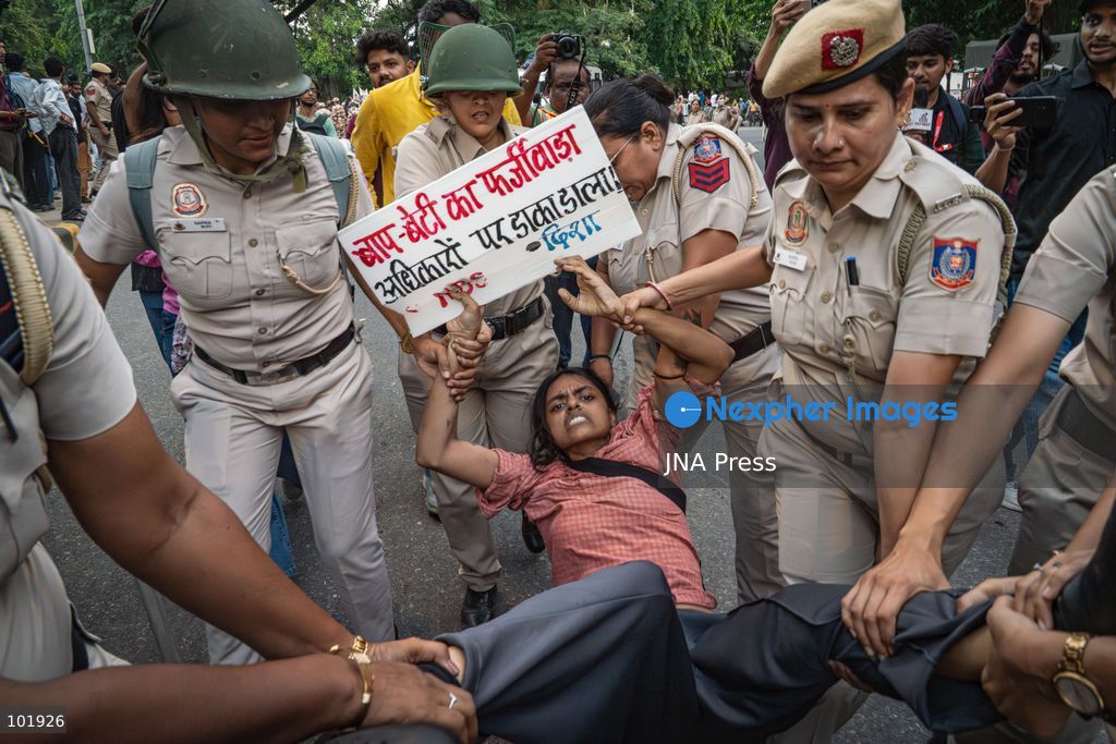 NEW DELHI, INDIA, OCTOBER 4, 2026: Citizens and opposition activists march in New Delhi demanding the resignation of Chief Election Commissioner Gyanesh Kumar and the cancellation of the Special Intensive Revision of electoral rolls. Demonstrators raised concerns over the voter-roll revision process as opposition groups continued protests against the Election Commission. Photo by Yanni Rawat / JNA Press. (Photo by yanni rawat/JNA Press via Nexpher Images)