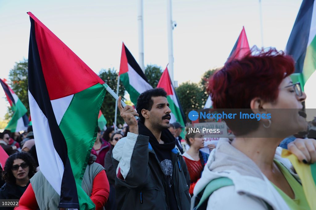 ISTANBUL, TURKIYE, OCTOBER 4, 2026: Demonstrators from left-wing and socialist organizations march from Taksim toward Dolmabahce in Istanbul in solidarity with Palestinians. Participants carried Palestinian flags and chanted slogans while protesting Israel’s military operations in Gaza and calling attention to the humanitarian situation facing Palestinians. Photo by Dilara Acikgoz / JNA Press. (Photo by Dilara Acikgoz/JNA Press via Nexpher Images)