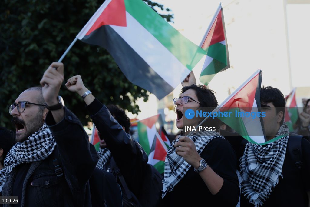 ISTANBUL, TURKIYE, OCTOBER 4, 2026: Demonstrators from left-wing and socialist organizations march from Taksim toward Dolmabahce in Istanbul in solidarity with Palestinians. Participants carried Palestinian flags and chanted slogans while protesting Israel’s military operations in Gaza and calling attention to the humanitarian situation facing Palestinians. Photo by Dilara Acikgoz / JNA Press. (Photo by Dilara Acikgoz/JNA Press via Nexpher Images)