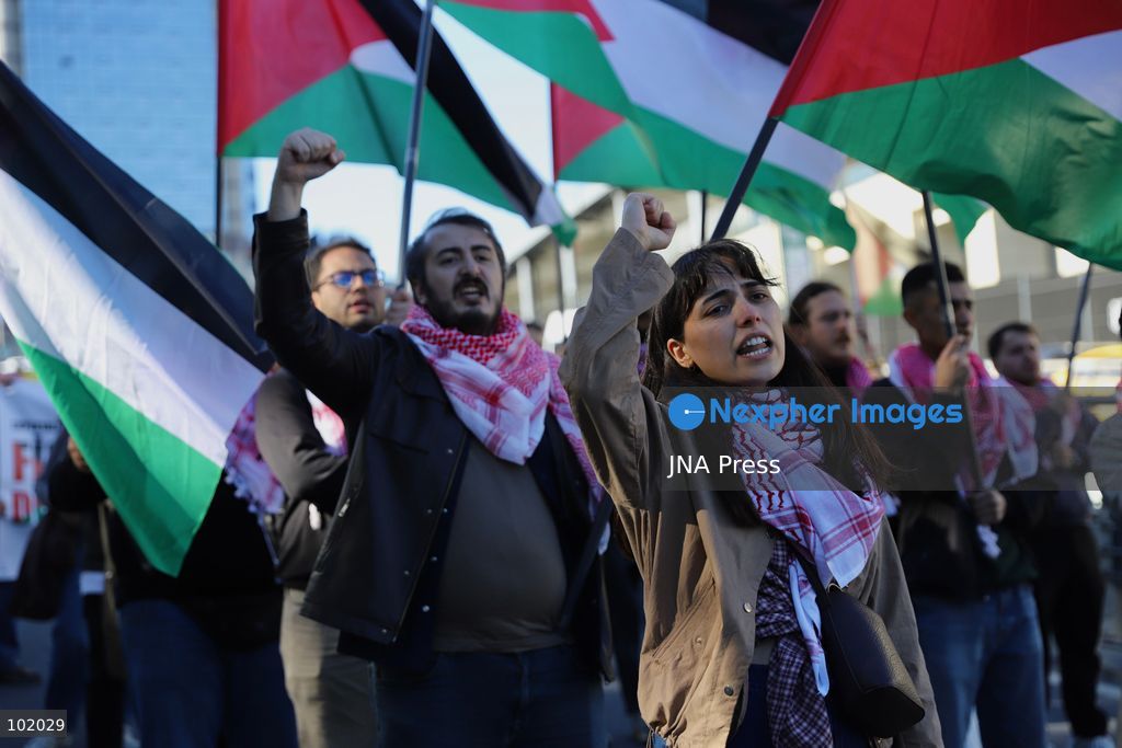 ISTANBUL, TURKIYE, OCTOBER 4, 2026: Demonstrators from left-wing and socialist organizations march from Taksim toward Dolmabahce in Istanbul in solidarity with Palestinians. Participants carried Palestinian flags and chanted slogans while protesting Israel’s military operations in Gaza and calling attention to the humanitarian situation facing Palestinians. Photo by Dilara Acikgoz / JNA Press. (Photo by Dilara Acikgoz/JNA Press via Nexpher Images)