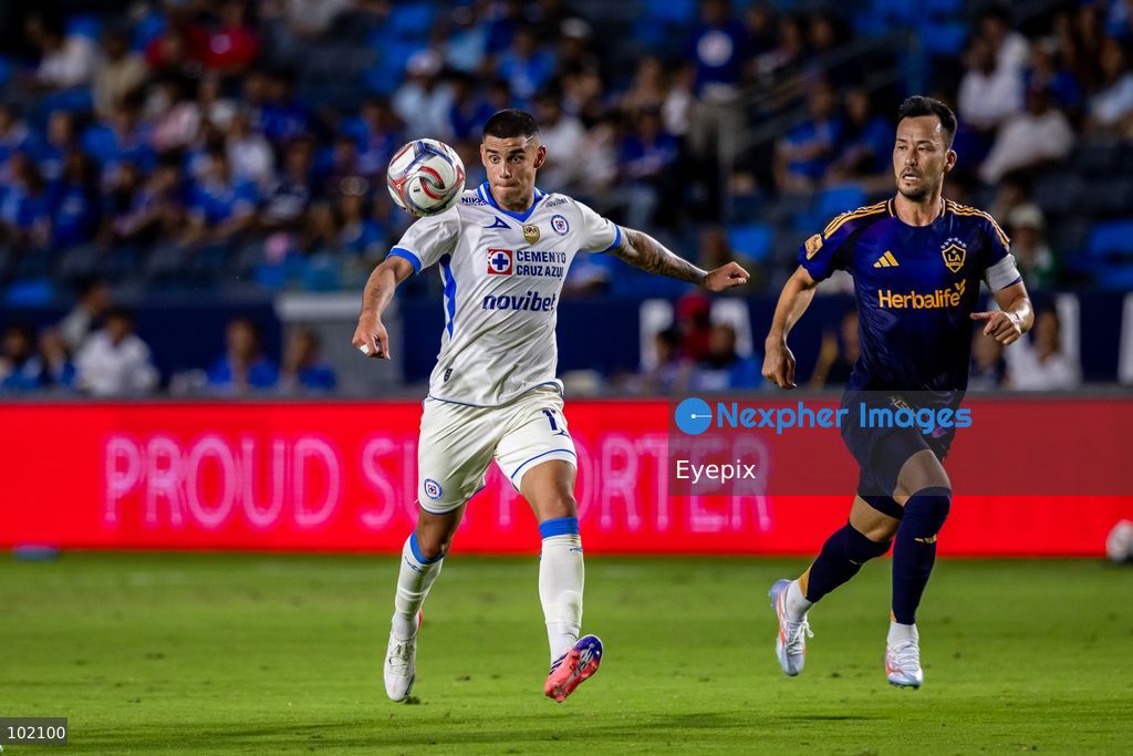 Jose Calero #14  of Cruz Azul and Marco Reus 18 of Los Angeles Galaxy battle for the ball during the friendly football match  between Los Angeles Galaxy and Cruz Azul at Dignity Health Sport Park. on October 4, 2026 in Carson, California. (Photo by Arturo Cordero/ Eyepix Group) (Photo by Arturo Cordero/ Eyepix Group/Eyepix via Nexpher Images)