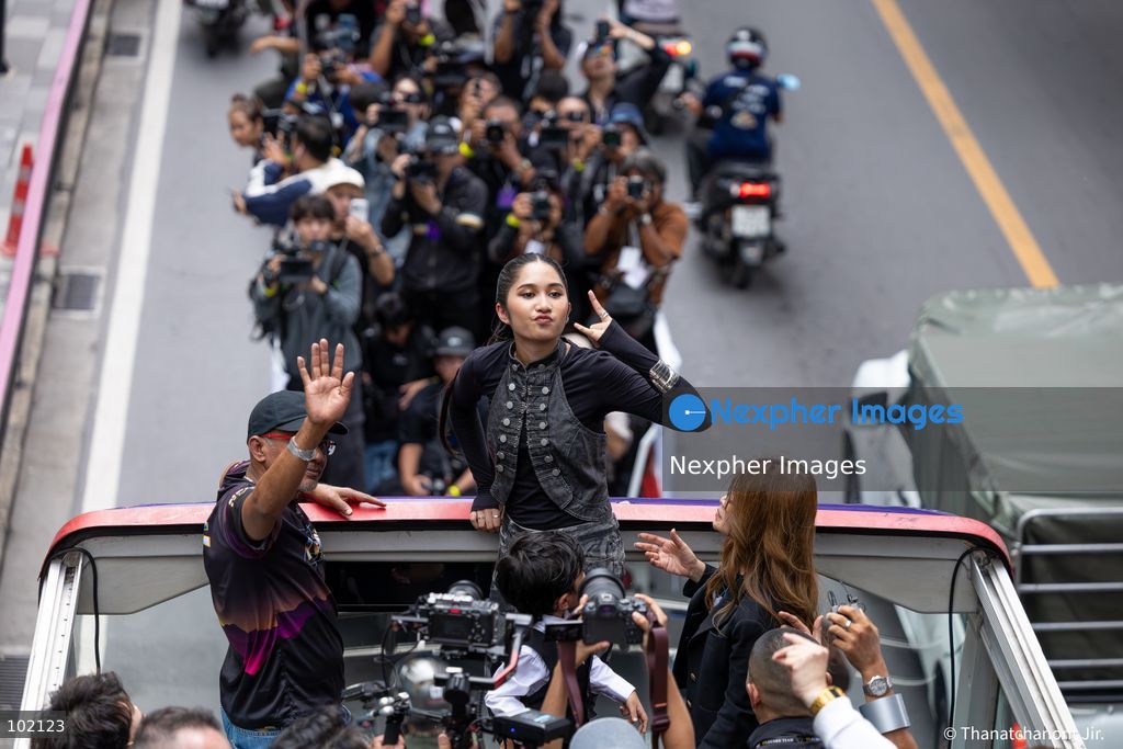 BANGKOK, THAILAND — October 4, 2026: Fans gathered in large numbers at Siam to welcome Nene Royal (Nene Pornnappan), creating a lively atmosphere as supporters came to attend the event and show their support for the artist.
The area around Siam was filled with fans waiting to meet Nene and capture memorable moments during the event. The gathering brought a vibrant atmosphere to one of Bangkok’s busiest shopping districts. (Photo by Nexpher Images/Nexpher Images)