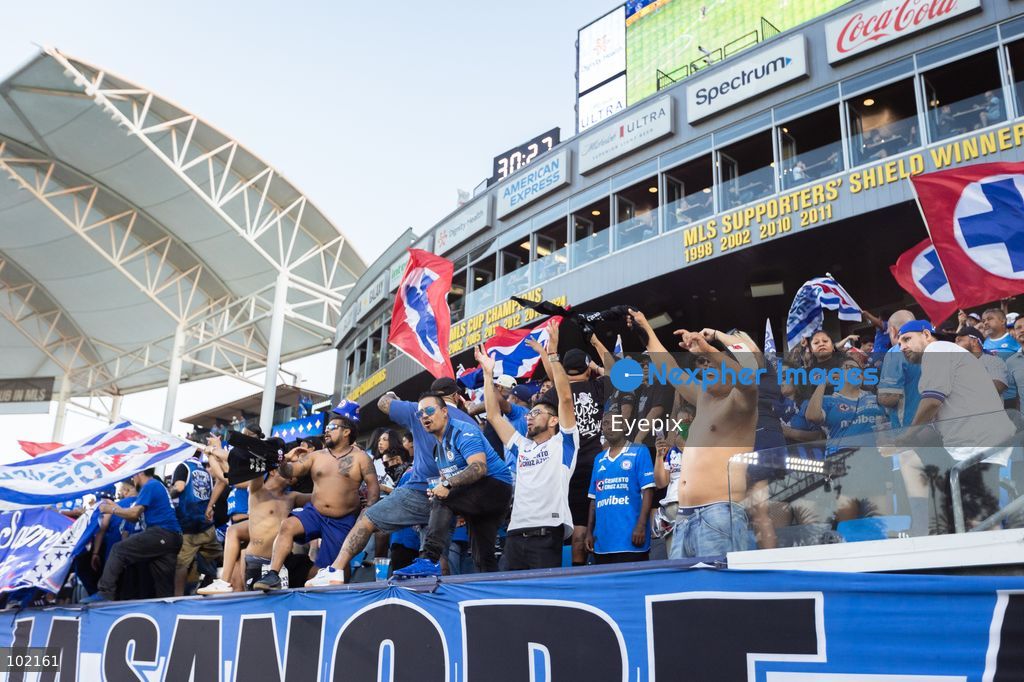 Fans of Cruz Azul support their team during the friendly football match  between Los Angeles Galaxy and Cruz Azul at Dignity Health Sport Park. on October 4, 2026 in Carson, California. (Photo by Arturo Cordero/ Eyepix Group) (Photo by Arturo Cordero/ Eyepix Group/Eyepix via Nexpher Images)