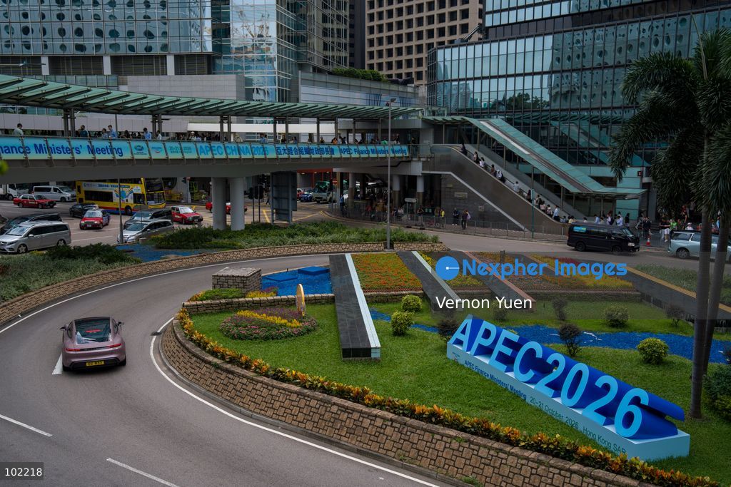 A sign for APEC 2026 on October 6, 2026 in Hong Kong. (Photo by Vernon Yuen/Nexpher Images)