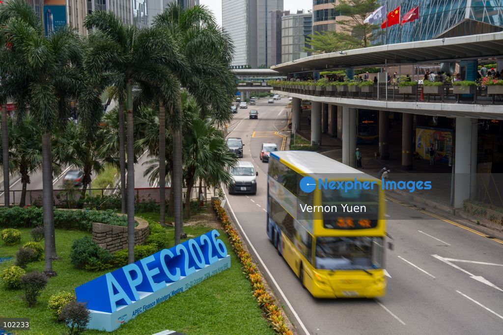 A sign for APEC 2026 on October 6, 2026 in Hong Kong. (Photo by Vernon Yuen/Nexpher Images)