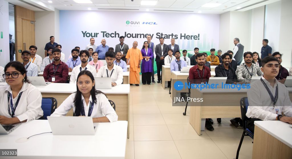 LUCKNOW, INDIA, OCTOBER 6, 2026: Uttar Pradesh Chief Minister Yogi Adityanath attends an event marking the 10th anniversary of HCLTech's operations at HCL IT City in Lucknow. During the event, HCL Group announced a planned investment of 5 billion rupees to expand the IT City, while HCLTech announced an initiative to train 1,000 students in Uttar Pradesh in artificial intelligence and related technologies. Photo by Jitendra Prakash / JNA Press. (Photo by Jitendra Prakash/JNA Press via Nexpher Images)