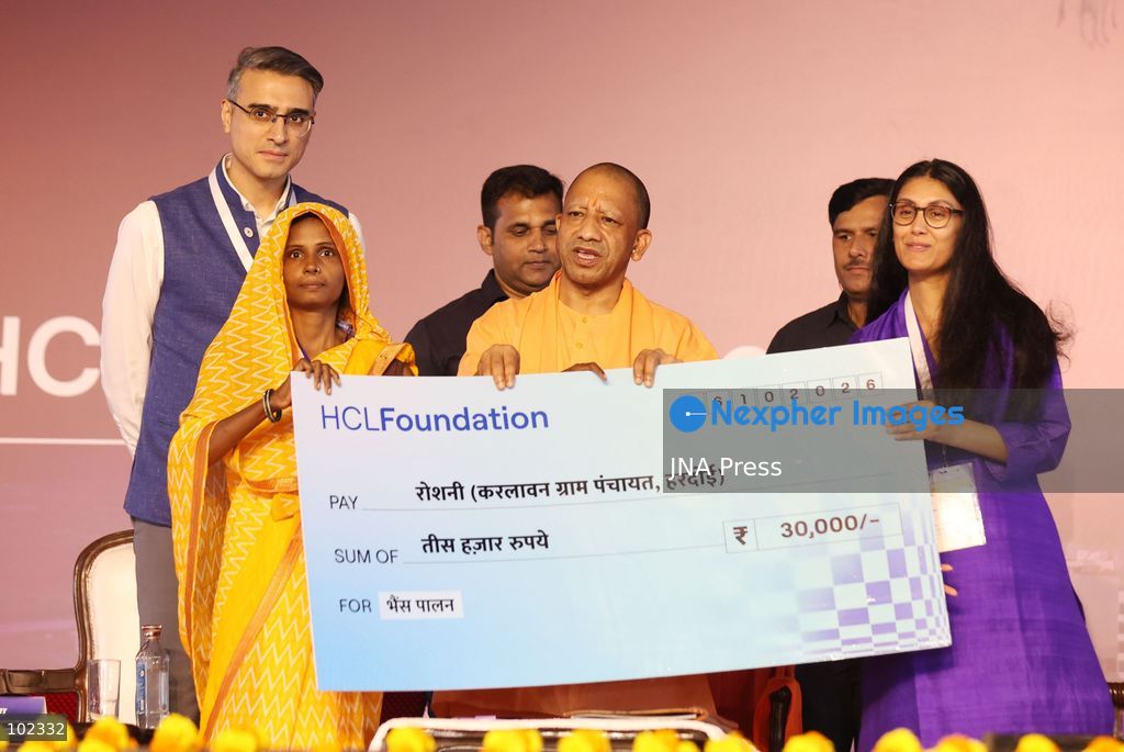 LUCKNOW, INDIA, OCTOBER 6, 2026: Uttar Pradesh Chief Minister Yogi Adityanath attends an event marking the 10th anniversary of HCLTech's operations at HCL IT City in Lucknow. During the event, HCL Group announced a planned investment of 5 billion rupees to expand the IT City, while HCLTech announced an initiative to train 1,000 students in Uttar Pradesh in artificial intelligence and related technologies. Photo by Jitendra Prakash / JNA Press. (Photo by Jitendra Prakash/JNA Press via Nexpher Images)