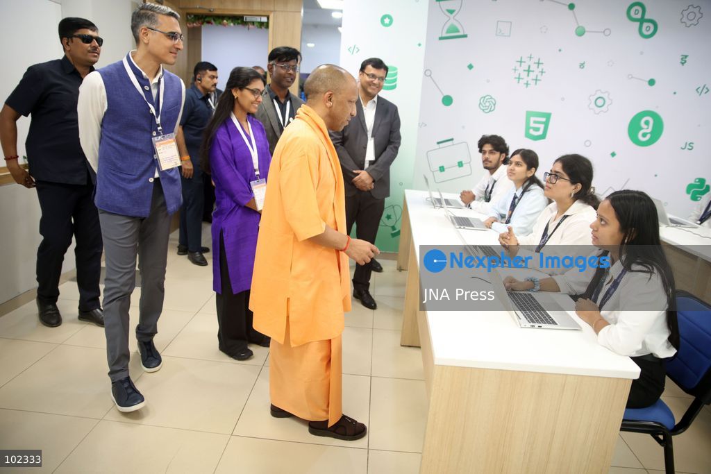 LUCKNOW, INDIA, OCTOBER 6, 2026: Uttar Pradesh Chief Minister Yogi Adityanath attends an event marking the 10th anniversary of HCLTech's operations at HCL IT City in Lucknow. During the event, HCL Group announced a planned investment of 5 billion rupees to expand the IT City, while HCLTech announced an initiative to train 1,000 students in Uttar Pradesh in artificial intelligence and related technologies. Photo by Jitendra Prakash / JNA Press. (Photo by Jitendra Prakash/JNA Press via Nexpher Images)