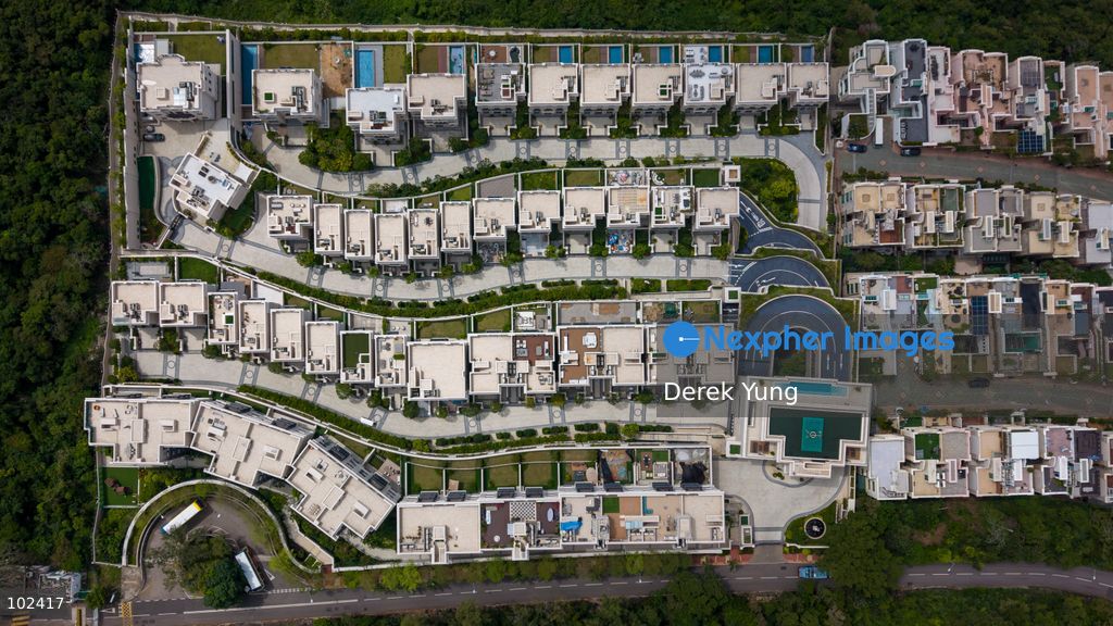 An aerial photograph showing residential building at ONE STANLEY on October 4, 2026 in Hong Kong. ONE STANLEY is a low-density luxury residential project developed by K&K Property Holdings Limited, local media reported that it is recently suspected of improper steel reinforcement works at a house. (Photo by Derek Yung/Nexpher Images)