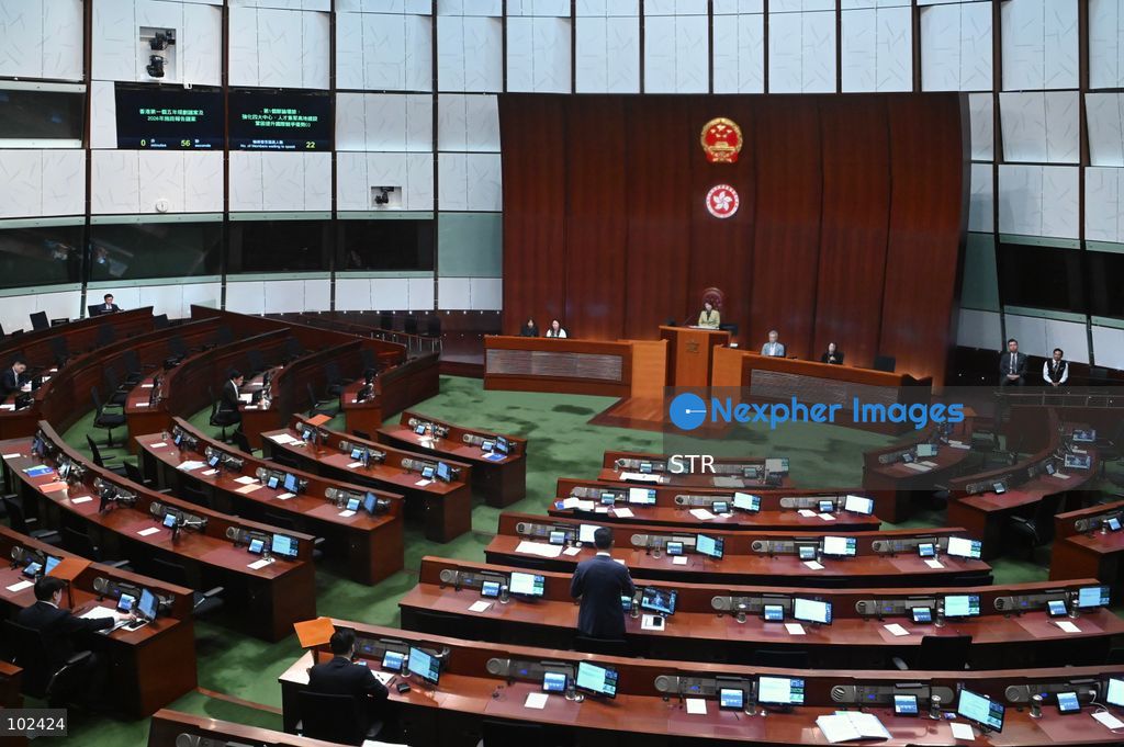 A general view showing Legislative Council meeting about the First Five-Year Plan for Economic and Social Development of the Hong Kong Special Administrative Region (2026-2030) on October 7, 2026 in Hong Kong. (Photo by STR/Nexpher Images)