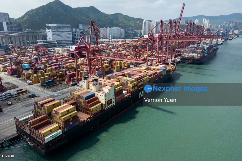 Cargo ships docked at the port of Hong Kong on October 7, 2026 in Hong Kong. (Photo by Vernon Yuen/Nexpher Images)