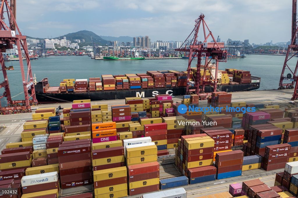 Cargo Containers and cargo ships docked at the port of Hong Kong on October 7, 2026 in Hong Kong. (Photo by Vernon Yuen/Nexpher Images)