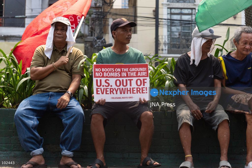 PASAY CITY, PHILIPPINES, OCTOBER 7, 2026: Pro-Palestinian activists and progressive groups march toward the United States Embassy in Manila in solidarity with Palestinians and to protest US military support for Israel on the third anniversary of the October 7, 2023 attacks and the start of the ensuing Gaza war. Demonstrators criticized continued US arms support for Israel and accused the Philippine government of failing to take stronger action over the war in Gaza. More than 74,000 Palestinians have been killed in Gaza since October 2023, according to Gaza health authorities. Photo by Charles Edmon (Photo by Charles Edmon S. Perez/JNA Press via Nexpher Images)