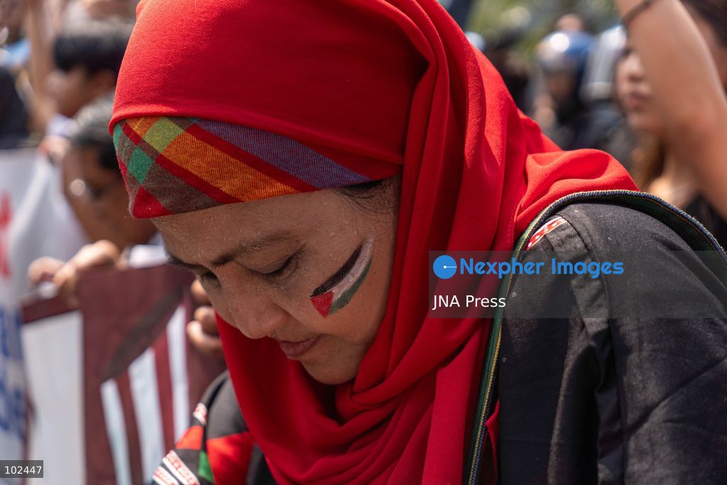 PASAY CITY, PHILIPPINES, OCTOBER 7, 2026: Pro-Palestinian activists and progressive groups march toward the United States Embassy in Manila in solidarity with Palestinians and to protest US military support for Israel on the third anniversary of the October 7, 2023 attacks and the start of the ensuing Gaza war. Demonstrators criticized continued US arms support for Israel and accused the Philippine government of failing to take stronger action over the war in Gaza. More than 74,000 Palestinians have been killed in Gaza since October 2023, according to Gaza health authorities. Photo by Charles Edmon (Photo by Charles Edmon S. Perez/JNA Press via Nexpher Images)