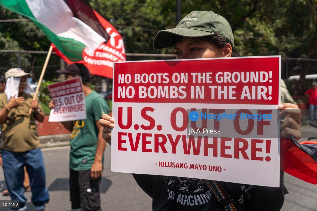 PASAY CITY, PHILIPPINES, OCTOBER 7, 2026: Pro-Palestinian activists and progressive groups march toward the United States Embassy in Manila in solidarity with Palestinians and to protest US military support for Israel on the third anniversary of the October 7, 2023 attacks and the start of the ensuing Gaza war. Demonstrators criticized continued US arms support for Israel and accused the Philippine government of failing to take stronger action over the war in Gaza. More than 74,000 Palestinians have been killed in Gaza since October 2023, according to Gaza health authorities. Photo by Charles Edmon (Photo by Charles Edmon S. Perez/JNA Press via Nexpher Images)