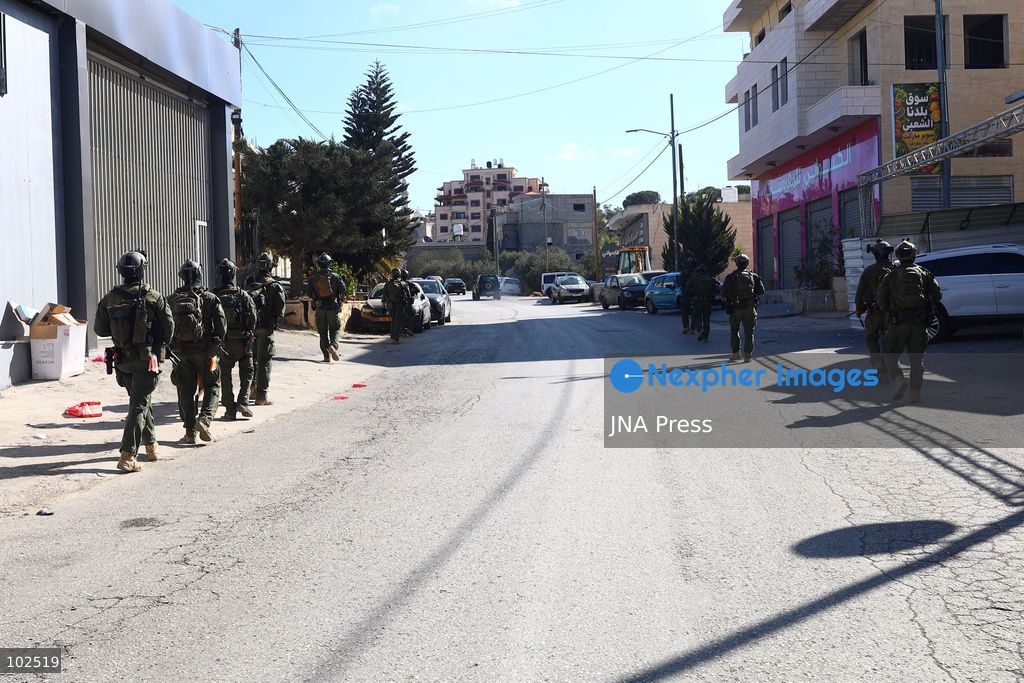 QATANNA, OCCUPIED WEST BANK, OCTOBER 7, 2026: Israeli forces carry out a military operation in the town of Qatanna, northwest of Jerusalem, raiding residential homes, detaining Palestinian residents and conducting field interrogations. Israeli forces also imposed a closure on the town, restricting movement in and out of the area. The operation in Qatanna formed part of a wider campaign across towns and villages northwest of Jerusalem, during which around 50 Palestinians were detained or arrested and dozens of homes were raided, according to Palestinian officials. Photo by Salman Mohsen Alkhatib / JNA Press. (Photo by Salman Mohsen Alkhatib/JNA Press via Nexpher Images)
