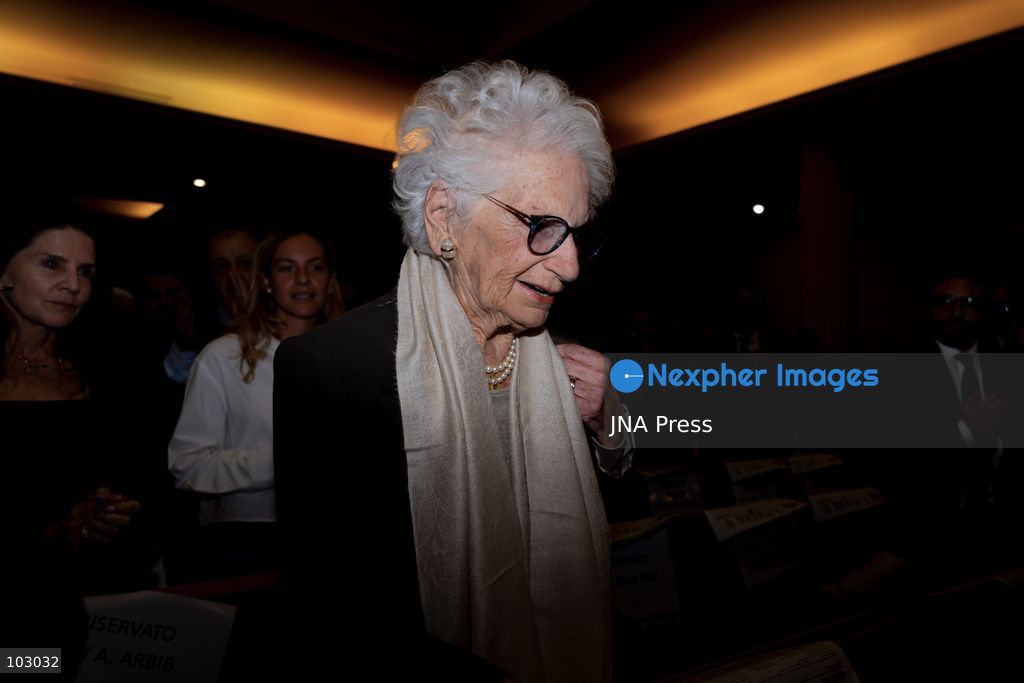 MILAN, ITALY, OCTOBER 7, 2026: Members of Milan's Jewish community and guests attend a ceremony at the Central Synagogue of Milan marking the third anniversary of the Hamas-led attacks in Israel on October 7, 2023. Holocaust survivor and Italian Senator for Life Liliana Segre attended the commemoration alongside political and civil society figures. Liz Hirsh Naftali, the great-aunt of Abigail Mor Edan, who was abducted at age three and held hostage in Gaza for 51 days before being released in November 2023, also attended and addressed the gathering. Photo by Calogero Russo/JNA PRESS (Photo by calogero russo/JNA Press via Nexpher Images)