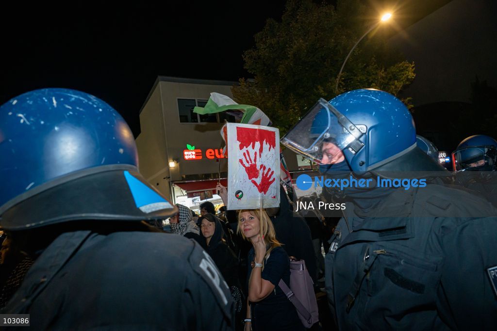 BERLIN, GERMANY, OCTOBER 7, 2026: Pro-Palestinian demonstrators march through Berlin's Kreuzberg district during a protest marking three years since the October 7 attacks and the start of the war in Gaza. The march encountered a small pro-Israel counter-demonstration along its route, with opposing groups exchanging chants. Berlin police later halted and dispersed the march before it reached its planned endpoint at Hermannplatz. Photo by Nikos Kanistras / JNA Press. (Photo by Nikos Kanistras/JNA Press via Nexpher Images)