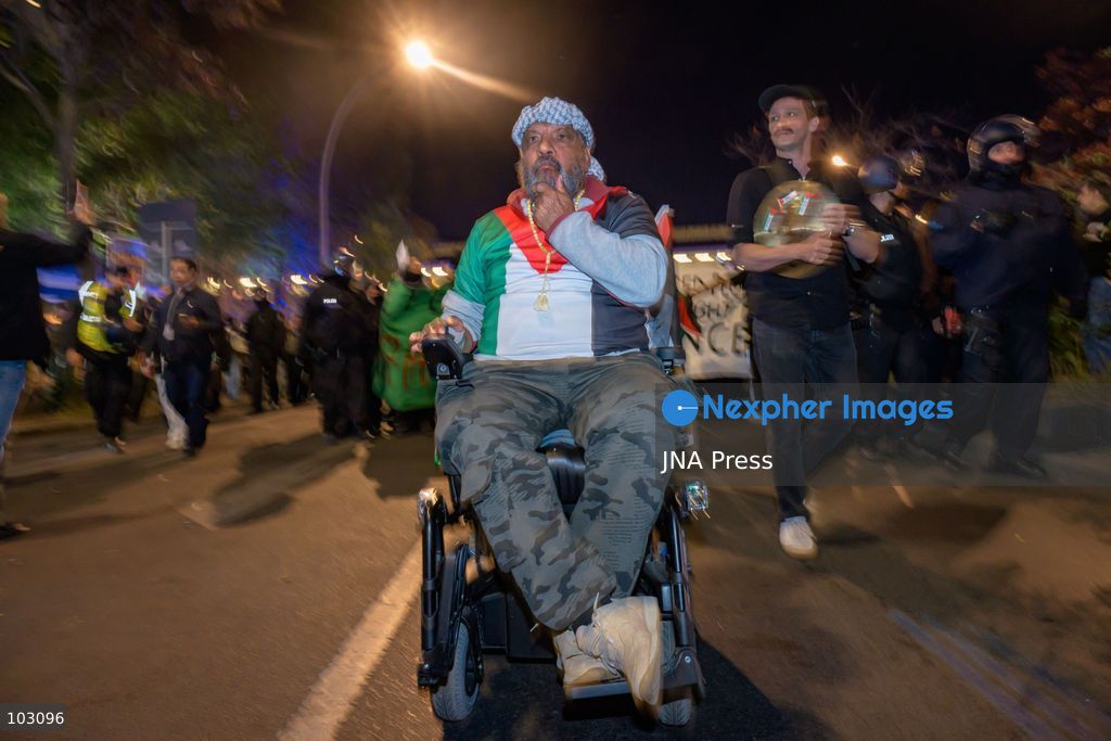 BERLIN, GERMANY, OCTOBER 7, 2026: Pro-Palestinian demonstrators march through Berlin's Kreuzberg district during a protest marking three years since the October 7 attacks and the start of the war in Gaza. The march encountered a small pro-Israel counter-demonstration along its route, with opposing groups exchanging chants. Berlin police later halted and dispersed the march before it reached its planned endpoint at Hermannplatz. Photo by Nikos Kanistras / JNA Press. (Photo by Nikos Kanistras/JNA Press via Nexpher Images)